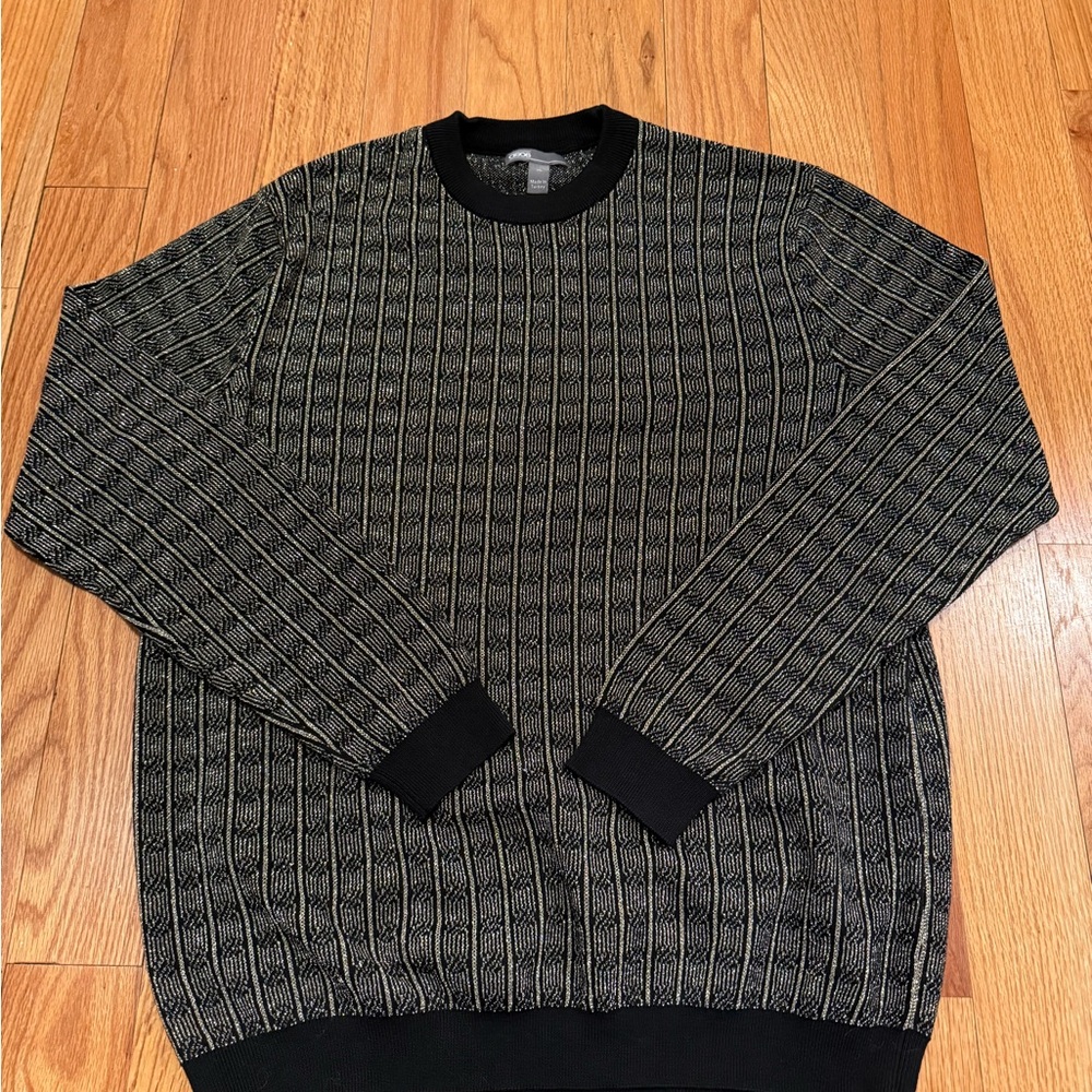 ASOS Black and Gray Crewneck Sweater with Textured Pattern